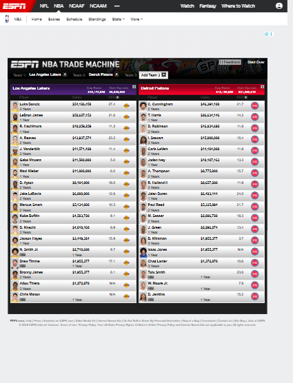 ESPNのNBAトレードマシン